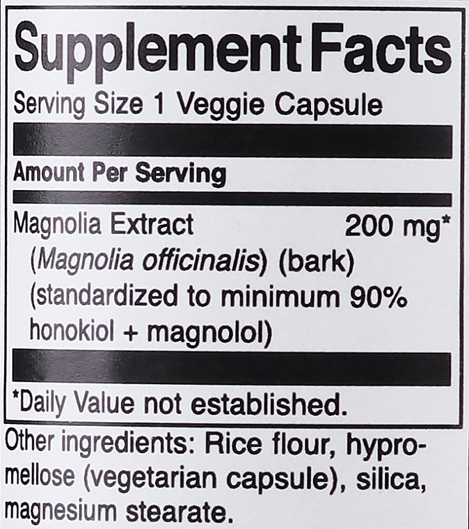 Дієтична добавка "Екстракт Магнолії" 200 мг, 30 шт. - Swanson Magnolia Extract — фото N3