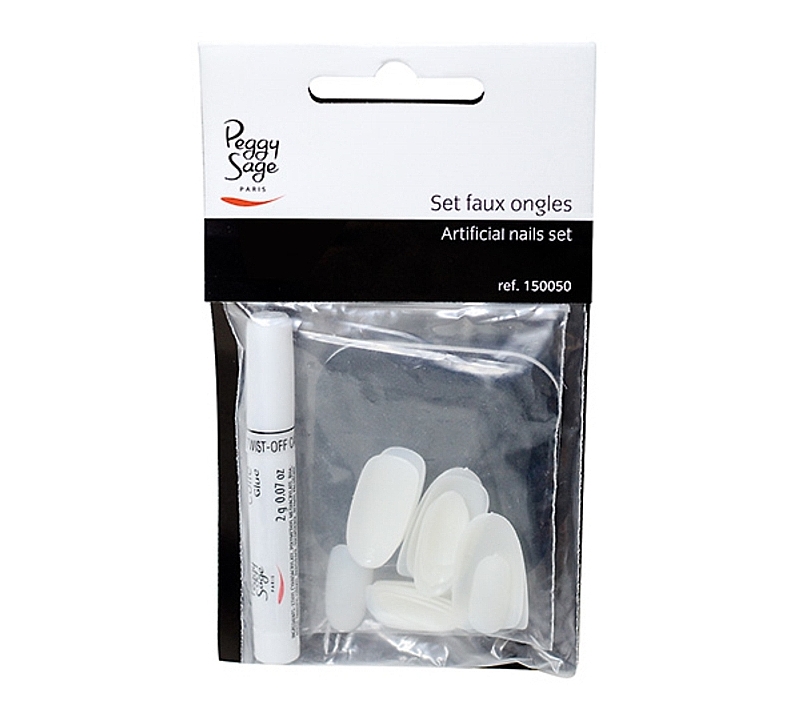 Набор - Peggy Sage Artifical Nails Set (tips/20 + glue/2g) — фото N1