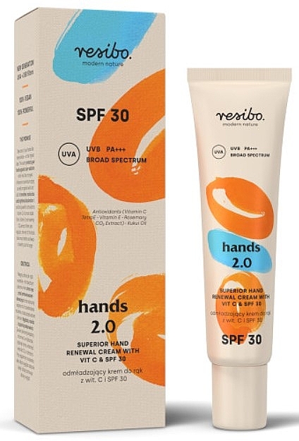 Омолоджувальний крем для рук з вітаміном С та SPF 30 - Resibo Hands 2.0 SPF30 — фото N1