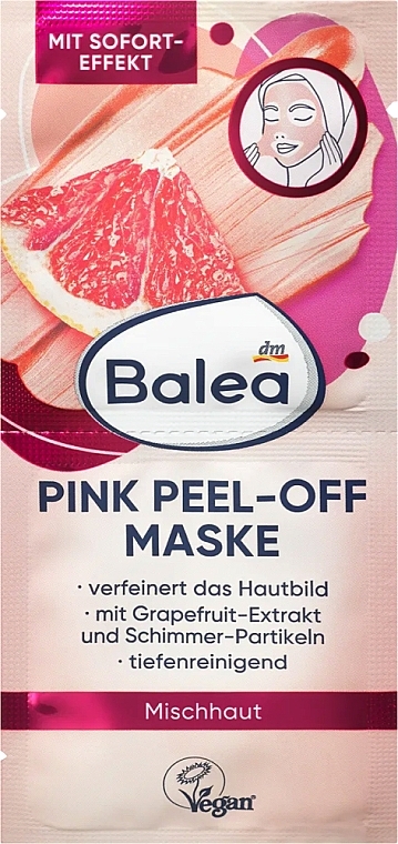 Маска для лица с экстрактом грейпфрута - Balea Pink Peel-Off