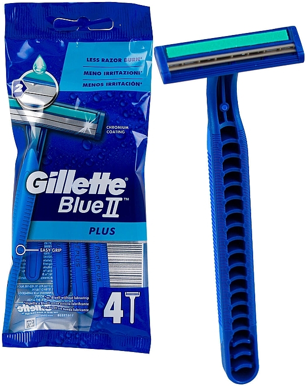 Набор одноразовых станков для бритья, 4 шт. - Gillette Blue II Plus — фото N2