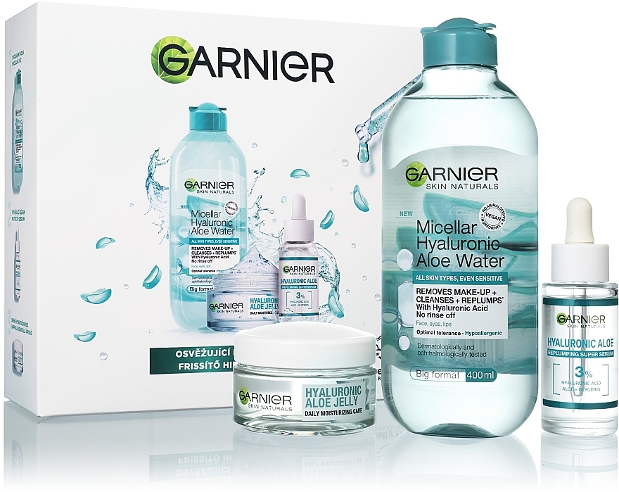 Набор - Garnier Skin Naturals Hyaluronic Aloe (cr/50ml + micc/wat/400ml + serum/30ml) — фото N1