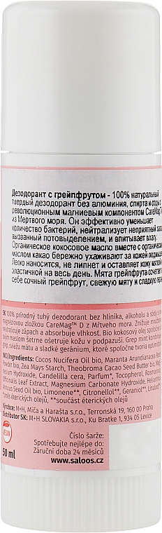 Органічний натуральний дезодорант "Грейпфрутова м'ята" - Saloos Grep Mint Deodorant — фото N2