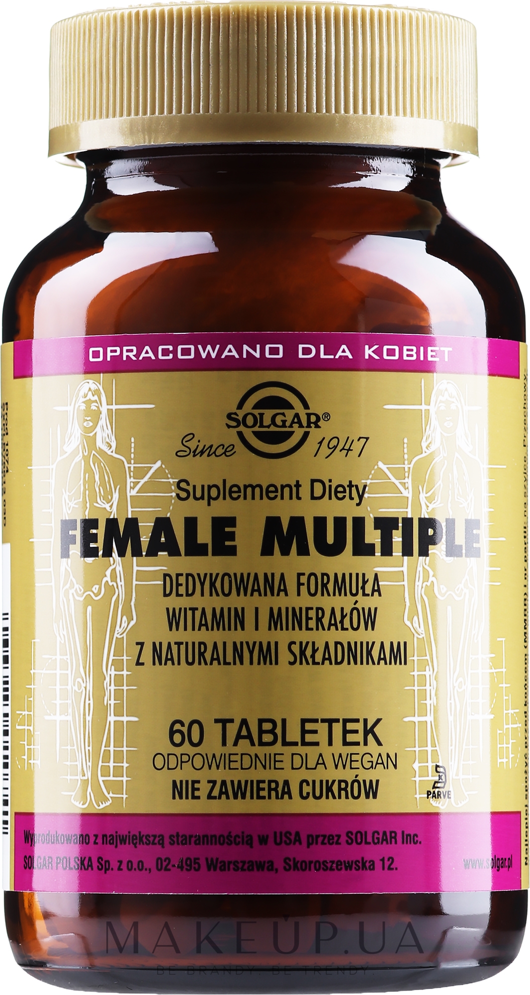 Диетическая добавка "Комплекс витаминов для женщин" - Solgar Female Multiple — фото 60шт