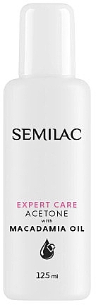 Рідина для зняття гель-лаку з олією макадамії - Semilac Expert Care Acetone With Macadamia Oil — фото N1