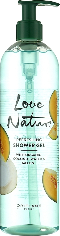 Бодрящий гель для душа с органической кокосовой водой и дыней - Oriflame Love Nature Organic Coconut Water & Melon Shower Gel — фото N1