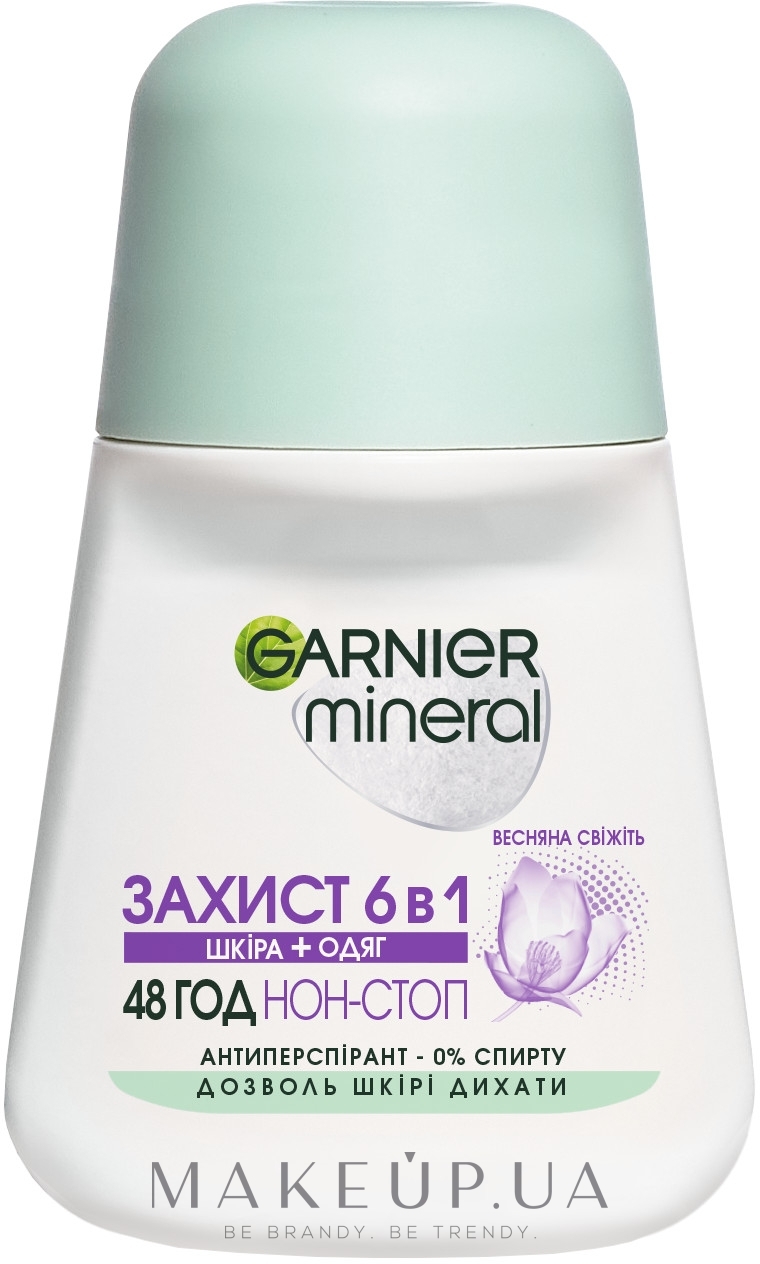 Кульковий дезодорант-антиперспірант "Захист 6 Весняна Свіжість" - Garnier Mineral Deodorant — фото 50ml