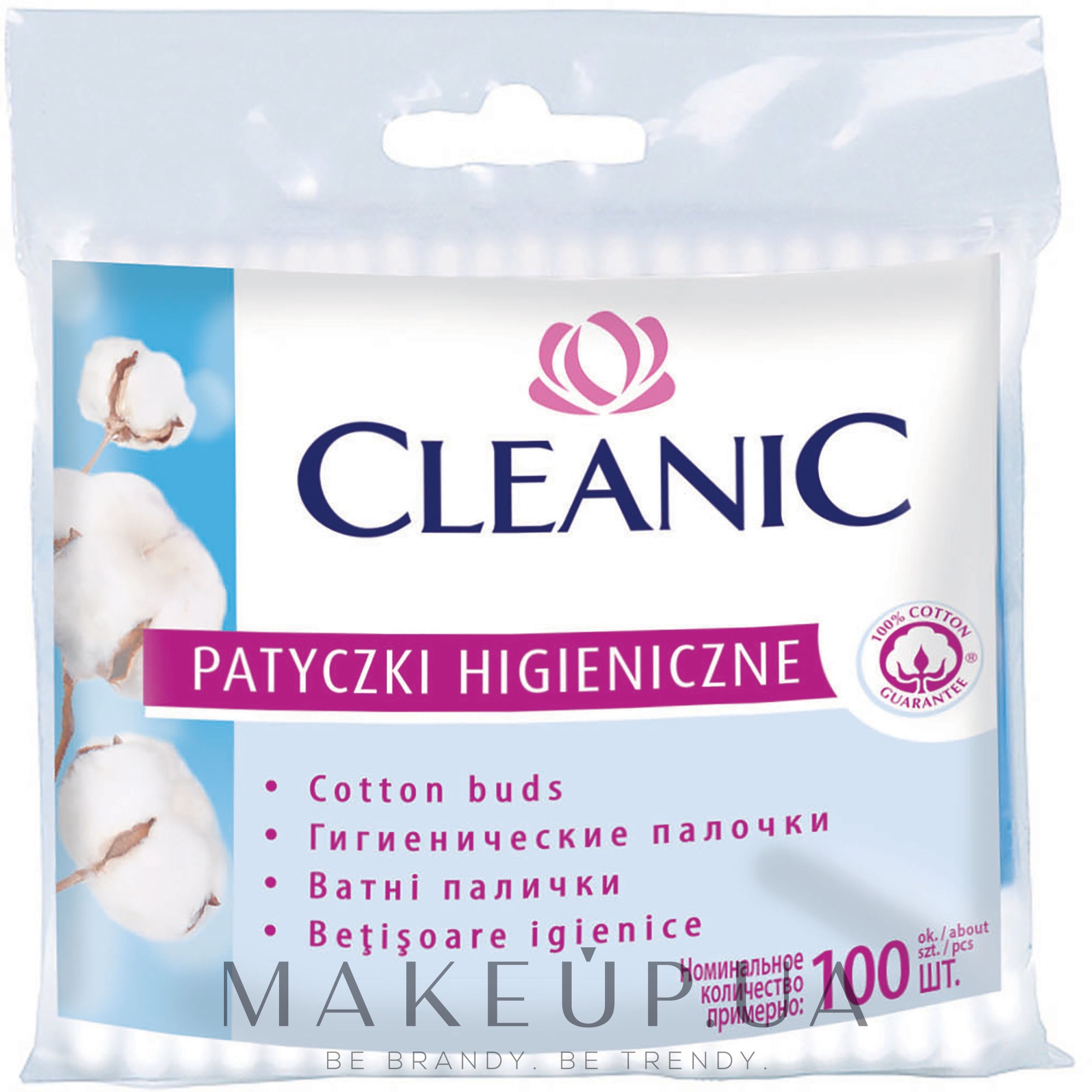 Ватні палички у поліетиленовому упакуванні - Cleanic Face Care Cotton Buds — фото 100шт