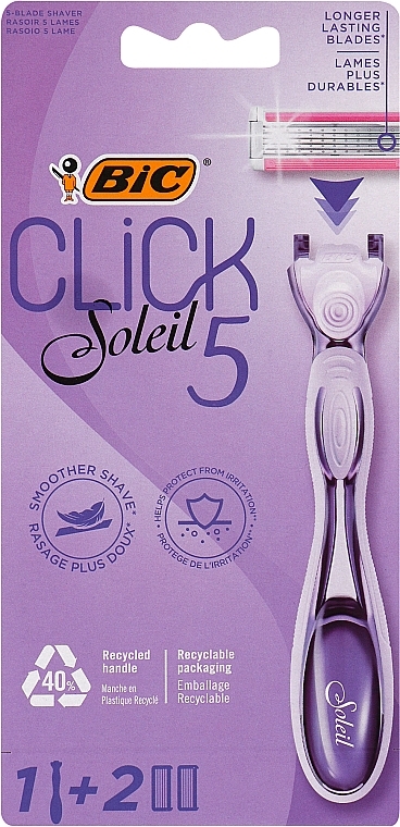Женская бритва с 2 сменными кассетами - Bic Click 5 Soleil Sensitive