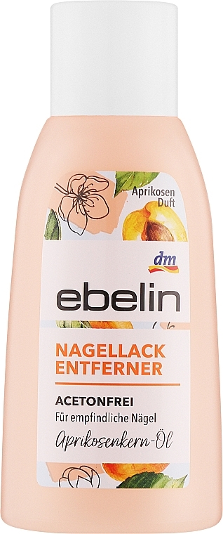 Рідина для зняття лаку без ацетону "Персик" - Ebelin Nagellack Entferner Peach