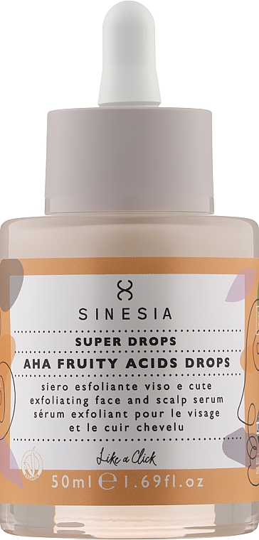 Ексфоліювальний серум з AHA-кислотами для обличчя й шкіри голови - Sinesia Super Drops — фото N1