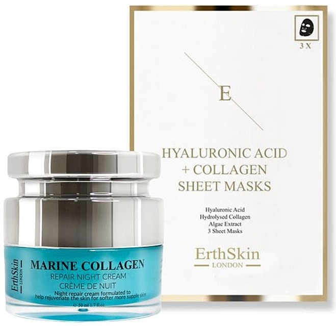 Набор - ErthSkin London Collagen Night Cream + Mask Set (f/cr/50ml + f/mask/3pcs) — фото N1