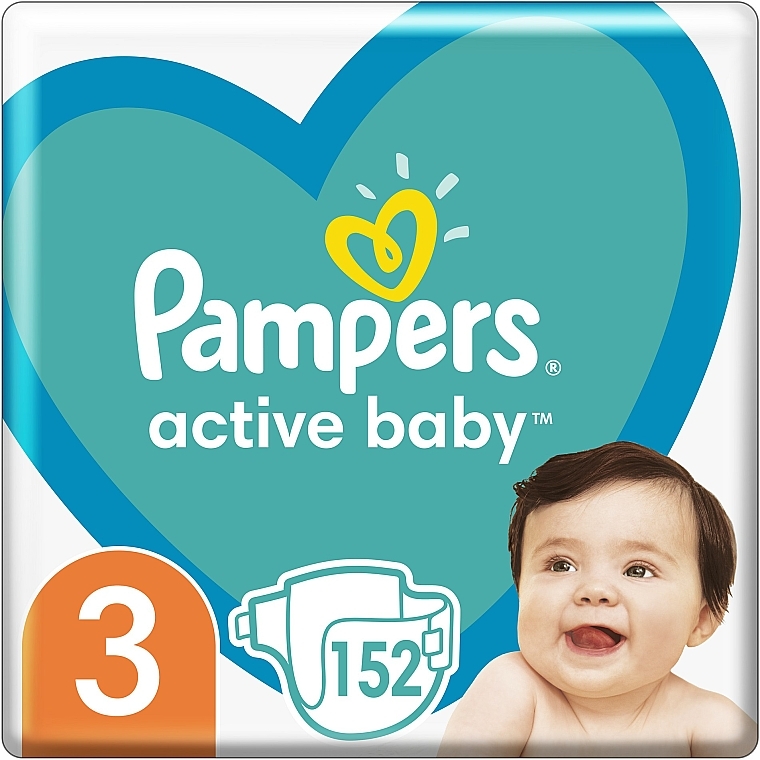 Подгузники Active Baby 3 (6-10 кг), 152 шт - Pampers — фото N1