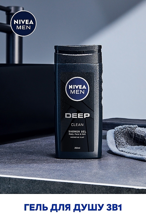 Гель для душу для тіла, обличчя та волосся - NIVEA MEN Deep Clean Shower Gel — фото N3