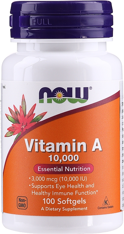 Пищевая добавка "Витамин А" - Now Foods Vitamin A 10,000 IU Essential Nutrition — фото N1