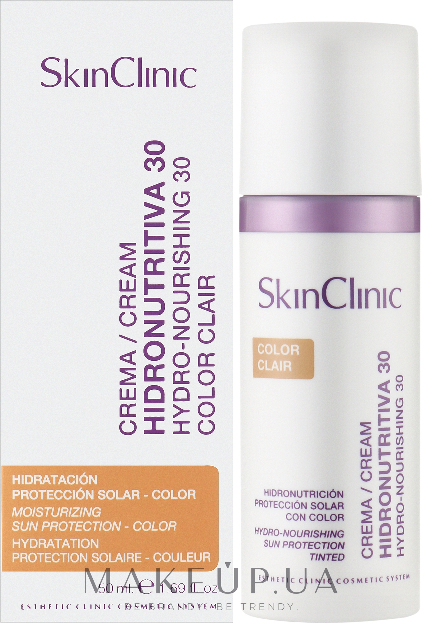Крем гідроживильний для обличчя з SPF30 - SkinClinic Hydro-Nourishing Facial Cream SPF30 Color Clair — фото Бежевый