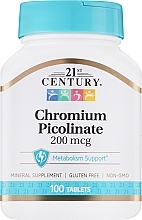 Харчова добавка "Хрому піколинат", 100 табл. - 21th Century Chromium Picolinate — фото N1