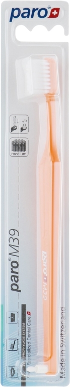 Зубная щетка "M39", оранжевая - Paro Swiss Toothbrush — фото N1