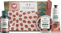 Духи, Парфюмерия, косметика Набор - The Body Shop Jolly & Juicy Strawberry Mini Holiday Gift (sh/gel/60ml + b/butter/50ml + h/cr/30ml + bag/1pcs)