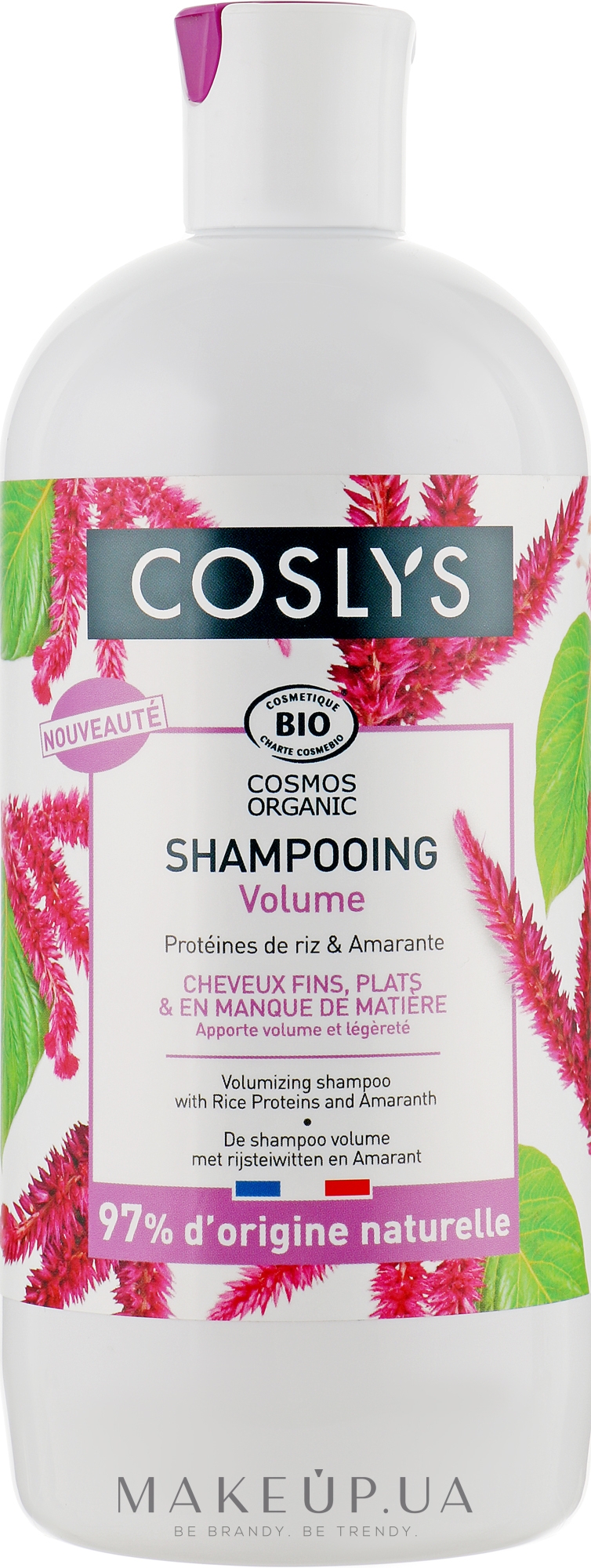 Шампунь, який надає волоссю об'єм, з протеїнами рису й амаранта - Coslys Shampoo Volume Rice Protein & Amaranth — фото 500ml