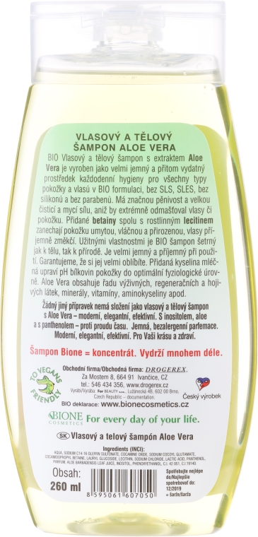 Шампунь-гель для душу  - Bione Cosmetics Aloe Vera Hair And Body Shampoo — фото N2