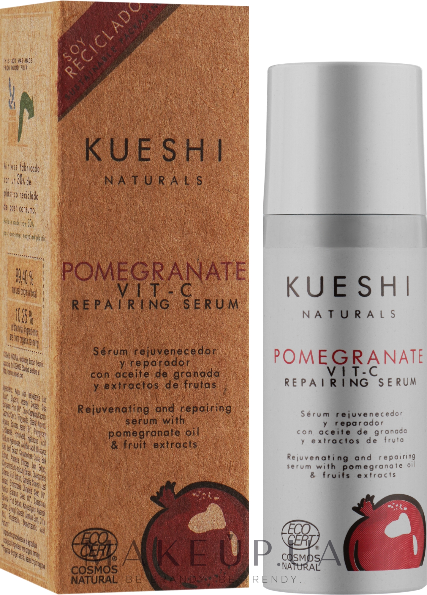 Відновлювальна сироватка для обличчя з екстрактом граната й вітаміном С - Kueshi Naturals Pomegranate Vit-C Repairing Serum — фото 50ml