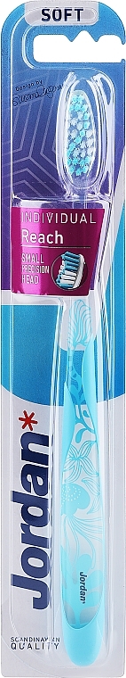 Зубная щетка мягкая, светло-голубая с медузой - Jordan Individual Reach Soft — фото N1