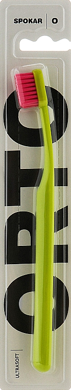 Зубна щіта "Orto", ортодонтична з U-подібним вирізом, салатова - Spokar Orto