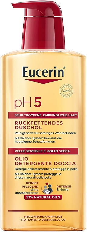 Масло для душа для сухой и чувствительной кожи - Eucerin pH5 Shower Oil — фото N10