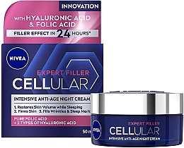 Парфумерія, косметика Нічний крем - NIVEA CELLULAR EXPERT FILLER Intensive Anti-Age Night Cream