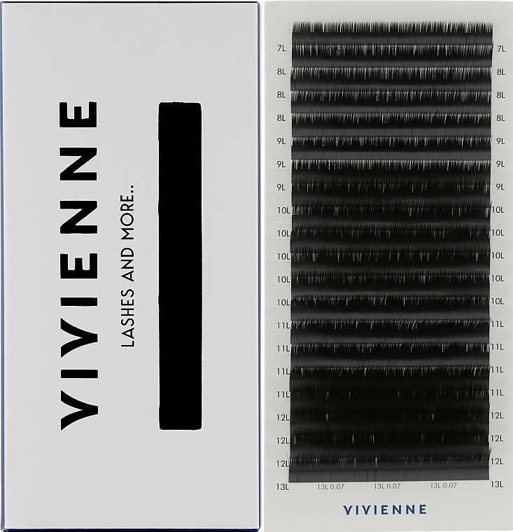 Накладные ресницы "Elite", черные, 20 линий (mix, 0.07, L, (7-13)) - Vivienne — фото N1