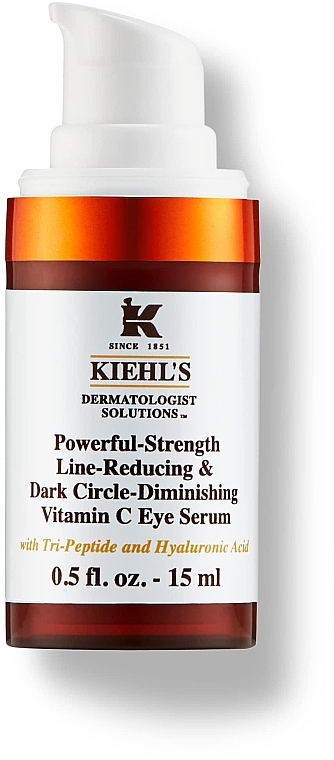 Концентрат проти зморщок для шкіри навколо очей з вітаміном С - Kiehl`s Dermatologist Solutions Powerful-Strength Line-Reducing & Dark Circle-Diminishing Vitamin C Eye Serum — фото N1