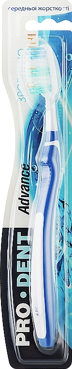 Зубна щітка ''Advance'', середньої жорсткості, біло-синя - Pro Dent — фото N1