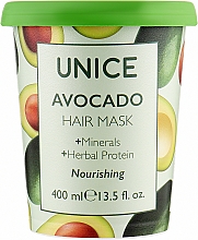 Духи, Парфюмерия, косметика Маска для волос с маслом авокадо - Unice Avocado Hair Mask