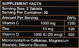 Диетическая добавка «Комплекс витаминов C, D и цинк», таблетки - Nutraxin Vitals Vitamin Max — фото N4