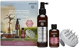 Духи, Парфюмерия, косметика Набор - Apivita Hair Strengthening Routine For Women (h/lot/150ml + shm/75ml + mass/brush/1pcs)