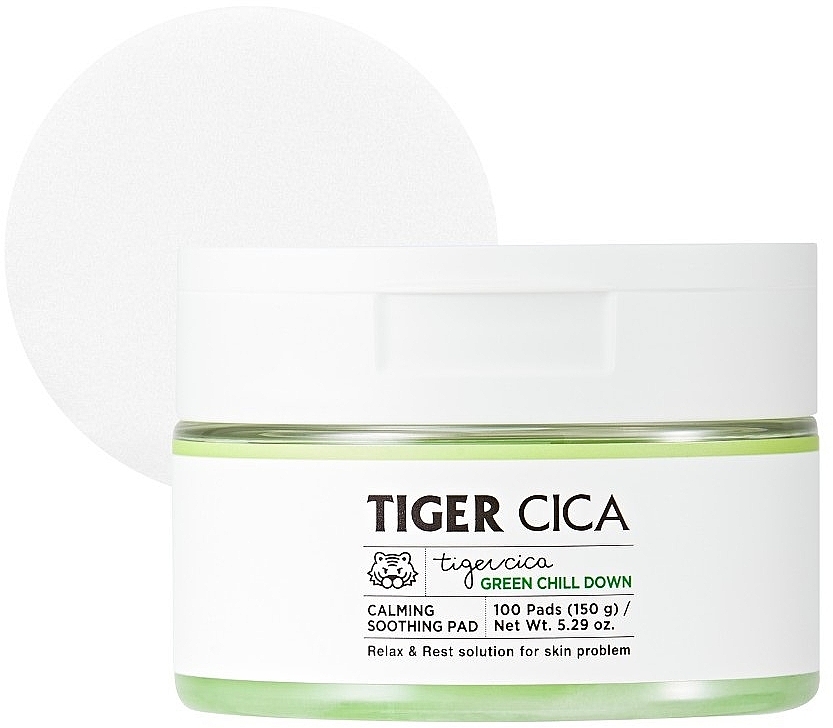 Успокаивающие патчи для лица - It's Skin Tiger Cica Green Chill Down Calming Soothing Pad — фото N1