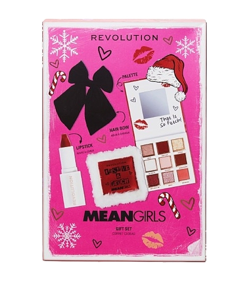 Набор - Makeup Revolution Mean Girls Gift Set (eye/palette/7,2g + lipstick/3,2g + hair/bow/1pc) — фото N1