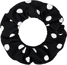 Резинка для волос трикотаж, горохи бело-черные "Knit Fashion Classic" - MAKEUP Hair Accessories — фото N2