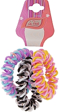 Парфумерія, косметика Резинка для волосся, HA-9107, жовто-рожева + фіолетово-блакитна + чорно-біла - La Rosa
