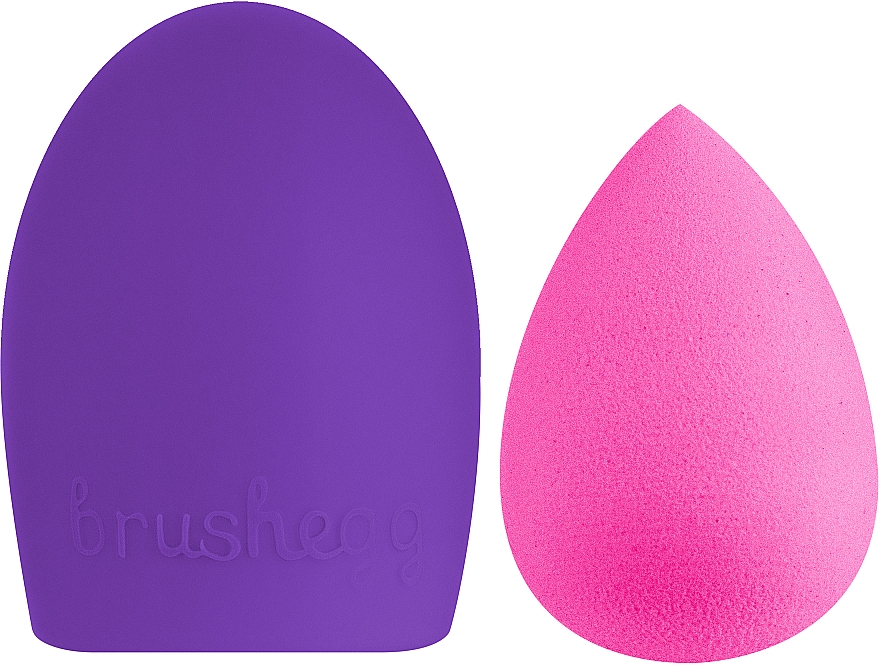 Набор спонжей для макияжа и умывания, 2 в 1, PF-53, фиолетовый + малиновый - Puffic Fashion — фото N1