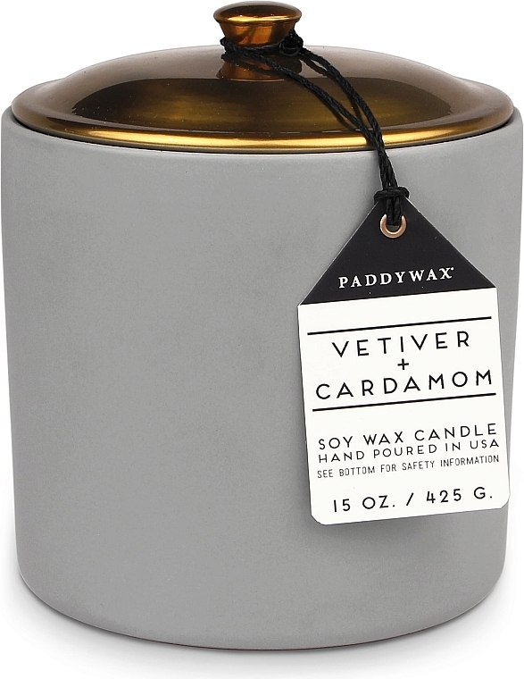 Ароматическая свеча "Ветивер и кардамон", 3 фитиля - Paddywax Hygge Ceramic Candle Grey Vetiver & Cardamom — фото N1