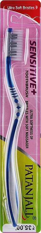 Зубная щетка для чувствительных зубов, серая с синим - Patanjali Sensitive+ Toothbrush — фото N1