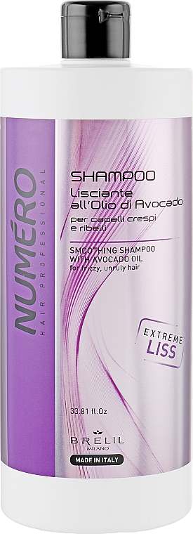 Розгладжуючий шампунь для волосся з маслом авокадо - Brelil Numero Smoothing Shampoo — фото N3
