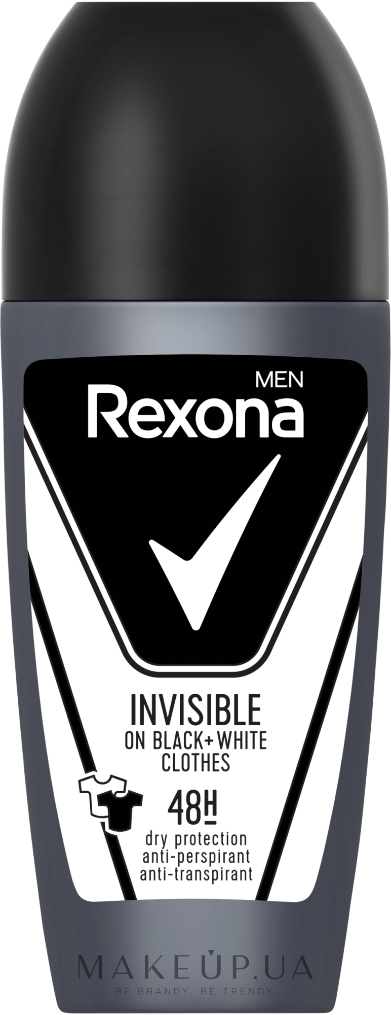 Антиперспірант-ролик "Невидимий на чорному та білому одязі" - Rexona Men Invisible Black + White Antiperspirant Roll — фото 50ml