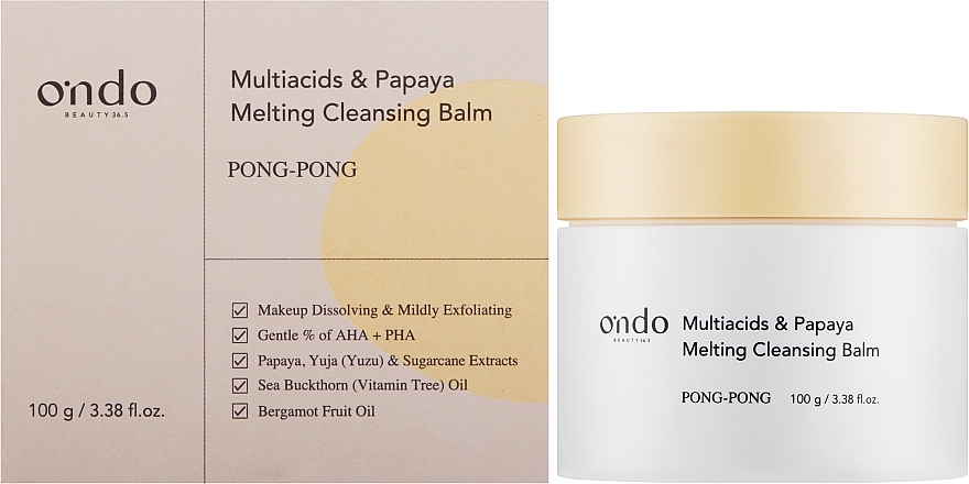 Бальзам для снятия макияжа - Ondo Beauty 36.5 Multiacids & Papaya Melting Cleansing Balm — фото N2