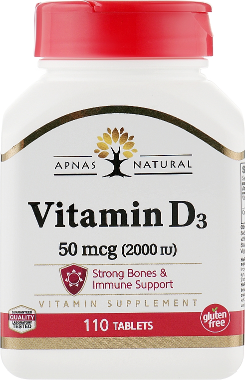 Харчова добавка "Вітамін D3", 110 таблеток - Apnas Natural — фото N1