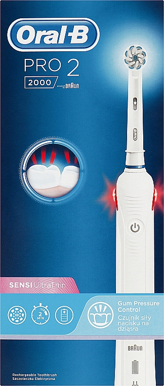 Электрическая зубная щетка - Oral-B Pro 2 Sensi Ultra Thin White