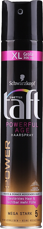 Лак для волос с кератином, мегафиксация - Taft Powerful Age Hairspray