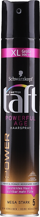 Лак для волосся з кератином, мегафіксація - Taft Powerful Age Hairspray — фото N1